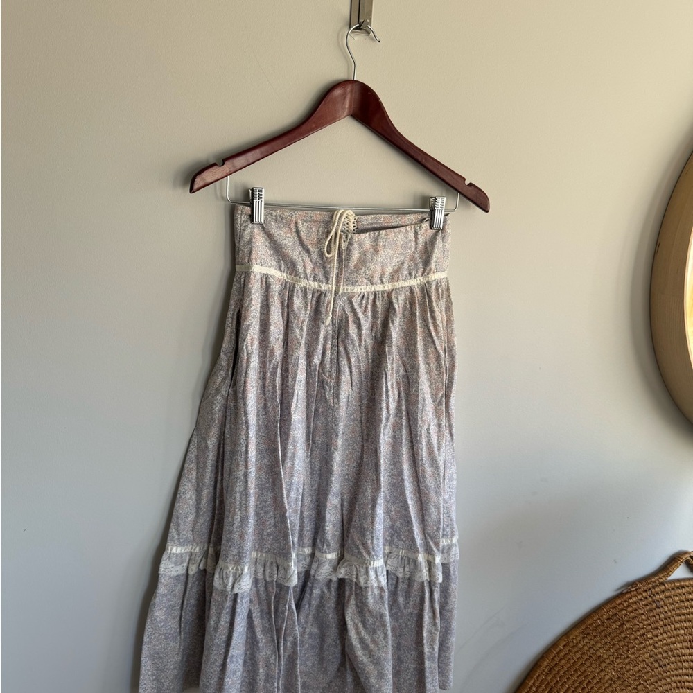 Gunne Sax Cream and Light Purple Midi Skirt - Picture 7 of 8